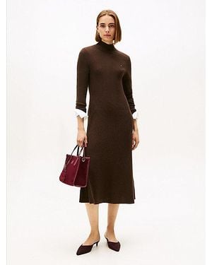 Tommy Hilfiger Softes Midi-Strickkleid Aus Reiner Wolle - Natur