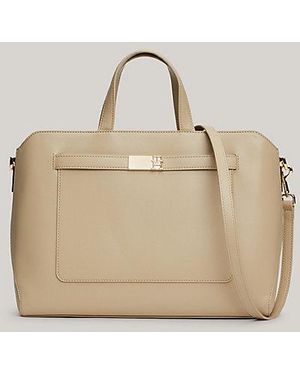 Tommy Hilfiger Heritage Laptoptas Met Th-monogram - Naturel