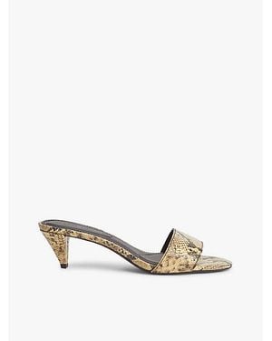 Tommy Hilfiger Mules Con Tacón En Piel Con Efecto Serpiente - Multicolor