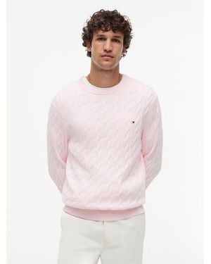 Tommy Hilfiger Cable Knit Crew Neck Jumper - White