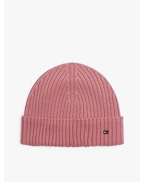 Tommy Hilfiger Gorro De Pura Lana Con Logo - Rosa