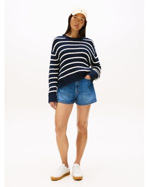 Tommy Hilfiger High Rise Flared Denim Shorts - Blue