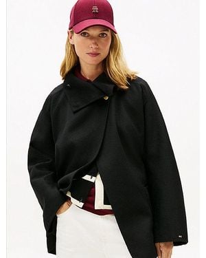 Tommy Hilfiger Abrigo Oversize De Mezcla De Lana - Negro