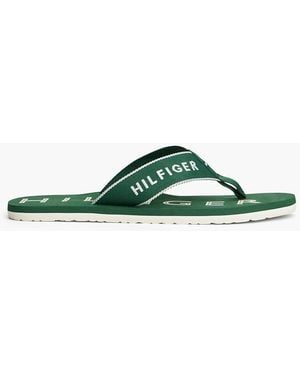 Tommy Hilfiger Logo Embroidery Webbing Strap Flip-Flops - Green