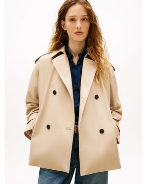 Tommy Hilfiger Water Repellent Relaxed Short Trench Coat - Natural