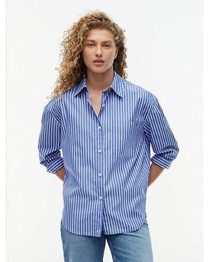 Tommy Hilfiger Camisa Oversize De Popelín De Rayas - Azul