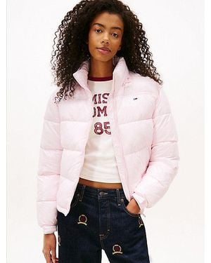 Tommy Hilfiger Anorak Acolchado, Brillante Y Plegable - Rosa