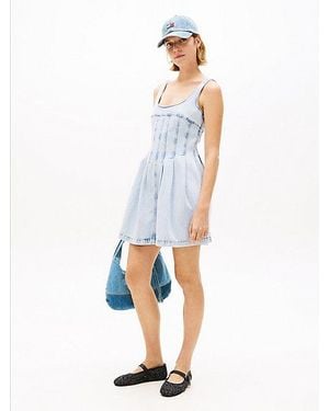 Tommy Hilfiger Mouwloze Denim Mini-Jurk Met Structuur - Wit