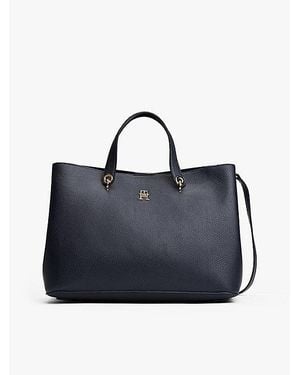 Tommy Hilfiger Bolso Satchel Th Emblem - Azul