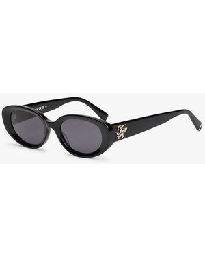 Tommy Hilfiger Logo Plaque Oval Sunglasses - White