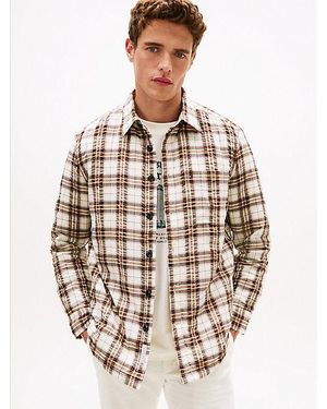 Tommy Hilfiger Gewatteerd Overshirt Van Seersucker Met Relaxed Fit - Naturel