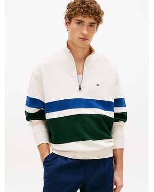 Tommy Hilfiger Stripe Relaxed Quarter-zip Jumper - Green