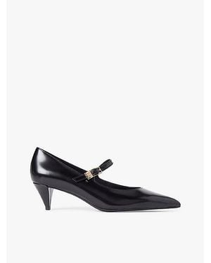 Tommy Hilfiger Shiny Leather Buckle Pointed Toe Heels - White