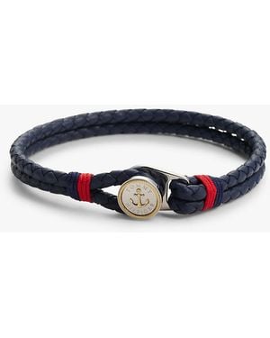 Tommy Hilfiger Bracelet En Cuir Bleu À Breloque Nautique