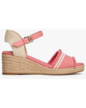Tommy Hilfiger Fringe Canvas Wedge Sandals - Pink