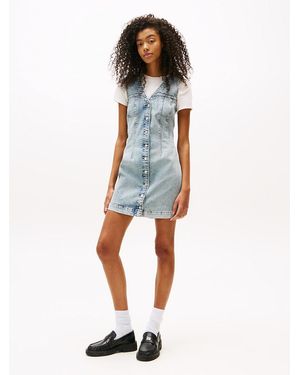 Tommy Hilfiger V-neck Slim Denim Mini Dress - Blue