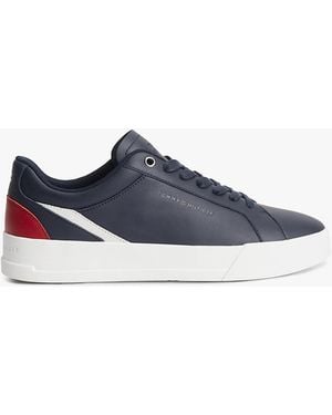 Tommy Hilfiger Signature Colour-Blocked Leather Court Trainers - Blue