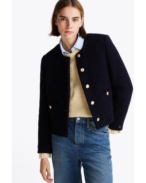 Tommy Hilfiger Wool Blend Bouclé Cropped Jacket - Blue