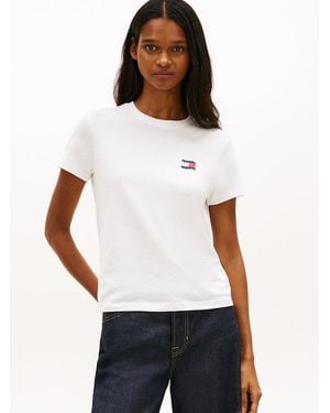 Tommy Hilfiger Wavy Flag Back Logo Jersey T-Shirt - White