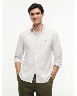 Tommy Hilfiger Heritage Oxford Stripe Regular Long Sleeve Shirts - White