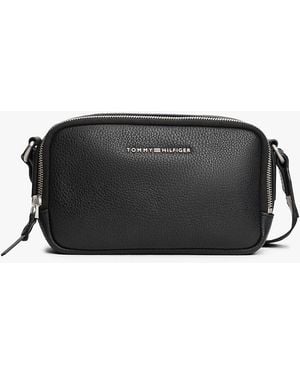 Tommy Hilfiger Premium Leather Logo Camera Bag - Black