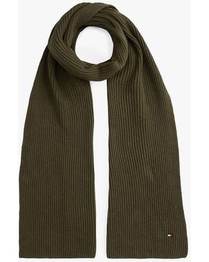 Tommy Hilfiger Sciarpa A Coste Con Bandierina Ricamata - Verde