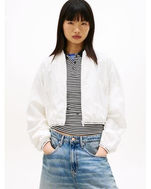Tommy Hilfiger Logo Tape Water Repellent Bomber Jacket - White