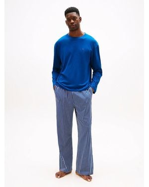 Tommy Hilfiger Completo Pigiama Original A Maniche Lunghe - Blu