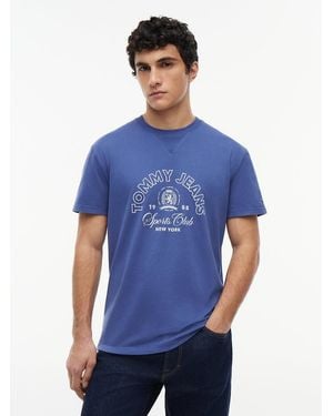 Tommy Hilfiger Crest Logo Peached Jersey T-Shirt - Blue