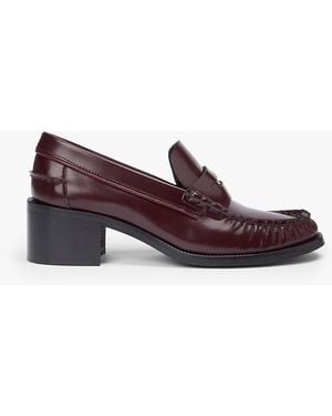 Tommy Hilfiger Patent Leather Block Heel Loafers - Brown
