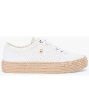Tommy Hilfiger Th Monogram Canvas Rope Platform Trainers - White