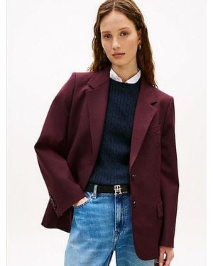 Tommy Hilfiger Americana De Mezcla De Lana De Corte Amplio - Morado