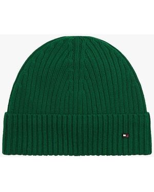 Tommy Hilfiger Hilfiger Flag Pure Wool Beanie - Green