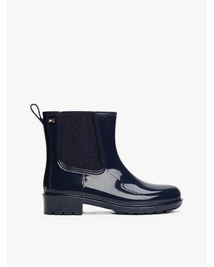 Tommy Hilfiger Glanzend Enkellaarsje Met Profielzool - Blauw