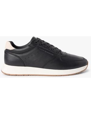Tommy Hilfiger Debossed Leather Fine Cleat Trainers - Black