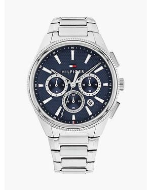 Tommy Hilfiger Reloj Con Esfera Azul Y Brazalete De Acero - Gris