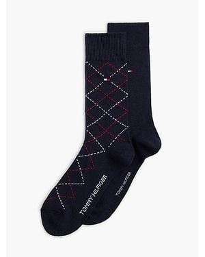 Tommy Hilfiger Pack De 2 Pares De Calcetines Con Logo Y Rombos - Azul
