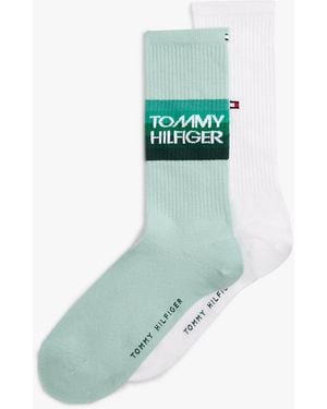 Tommy Hilfiger 2-Pack Logo Stripe Socks - Blue