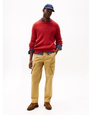 Tommy Hilfiger Straight Twill Cargo Trousers - Red