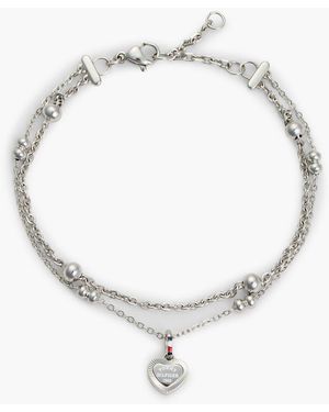 Tommy Hilfiger Stainless Steel Heart Charm Layered Bracelet - White