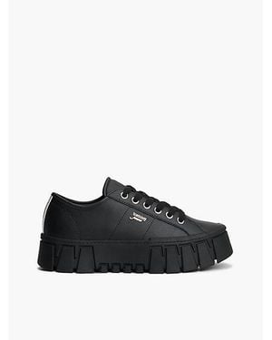 Tommy Hilfiger Tommy Jeans Logo Platform Trainers With Leather - Black