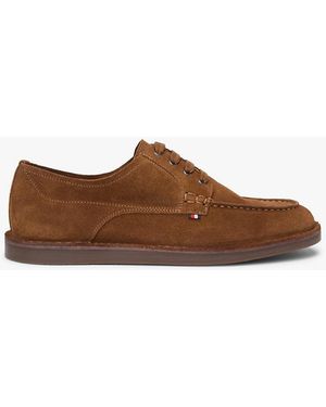 Tommy Hilfiger Suede Topstitch Derby Shoes - Brown