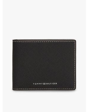 Tommy Hilfiger Leren Bifold Creditcardportemonnee Met Logo - Zwart