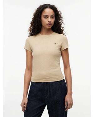Tommy Hilfiger Flag Embroidery Slim Crew Neck T-Shirt - Blue