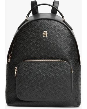 Tommy Hilfiger Th Monogram Debossed Dome Backpack - Black