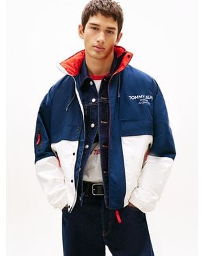 Tommy Hilfiger Water Repellent Colour-Blocked Oversized Windbreaker - Blue
