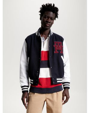 Tommy Hilfiger Contrast Leather Sleeve Varsity Jacket - Multicolour