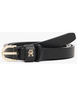 Tommy Hilfiger Ceinture Essential En Cuir À Monogramme Th - Blanc
