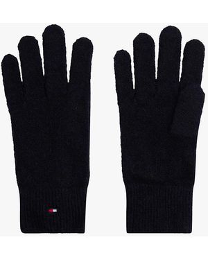 Tommy Hilfiger Gants Doux En Maille À Drapeau - Noir