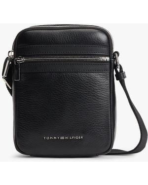 Tommy Hilfiger Th Business Leather Crossbody Reporter Bag - Black
